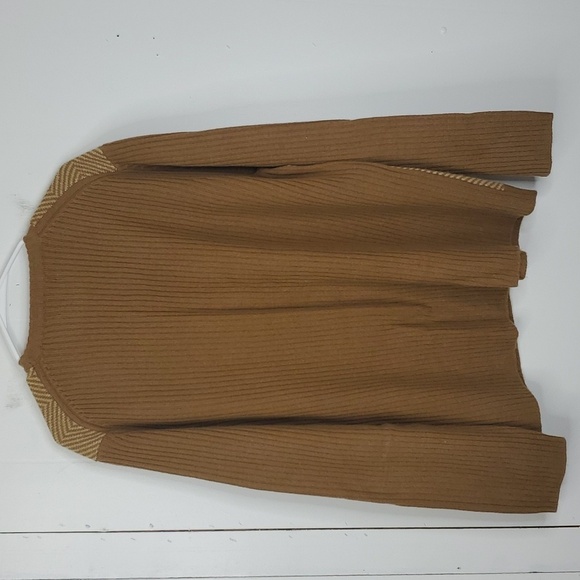 Express Lambswool Sweater Crewneck Tan Herringbone Print Thick Warm Mens XL - Picture 2 of 10